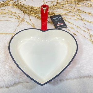 Smith & Clark Ironworks Enamel Red Heart Shape Cast Iron Skillet Baking Pan 9"